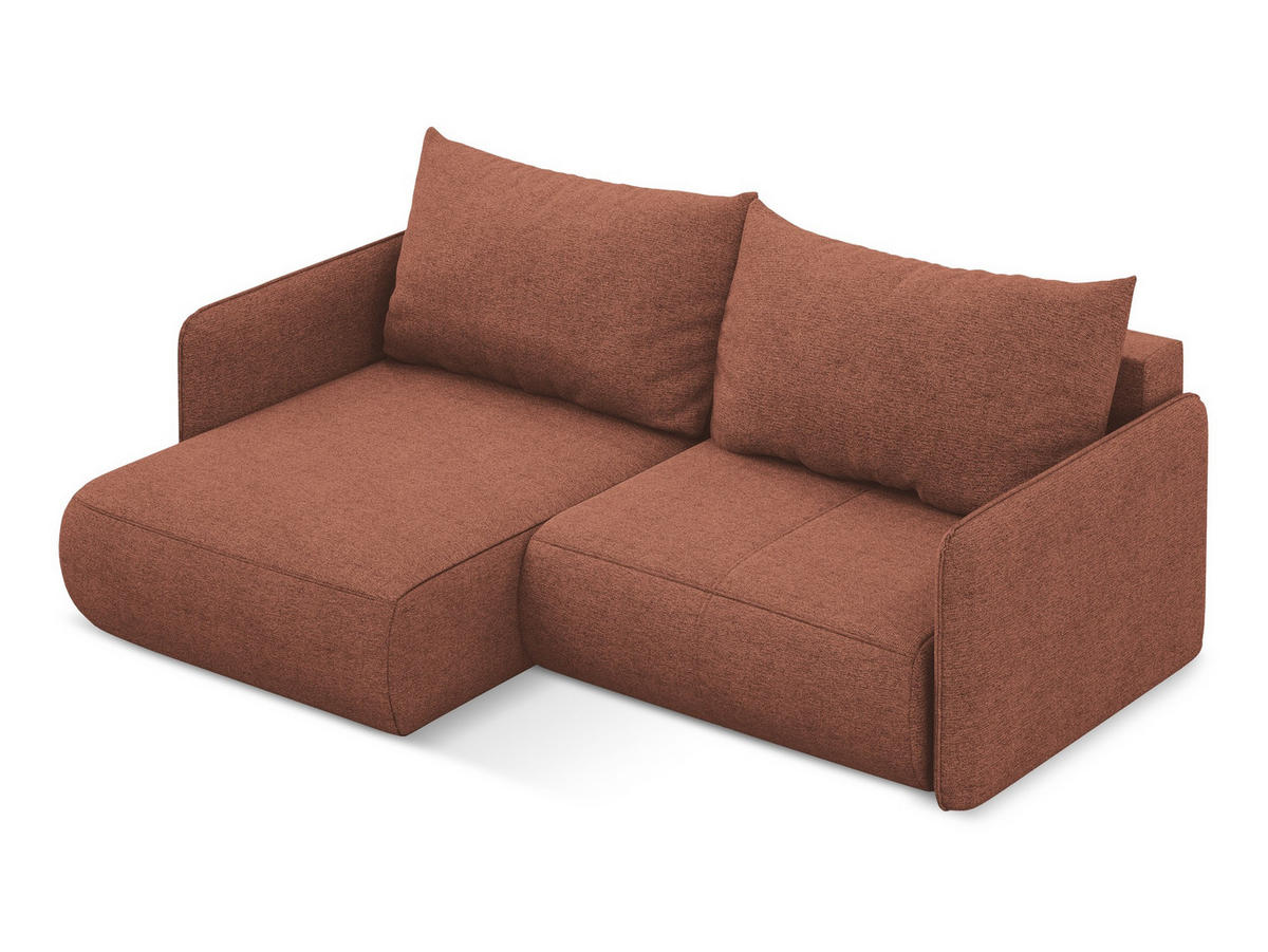 ECKSOFA mit Schlaffunktion Chenille Stoff Pink - Pink/Hellrosa, Kunststoff/Textil (148/207cm) - Makamii