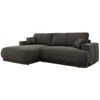 ECKSCHLAFSOFA RINA L Dunkelgrau Velvet - links - Dunkelgrau/Schwarz, Kunststoff/Textil (266/172cm) - MKS