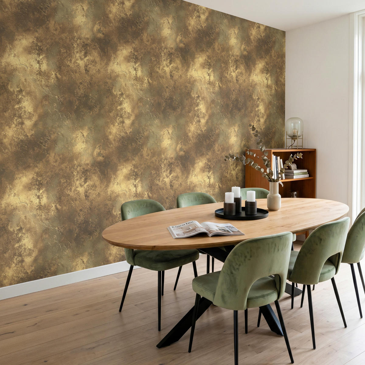 TAPETE - Antik - Metallic-Look - Gold - 300x200 cm - Messingfarben, Papier (300/200cm) - OnlyWow