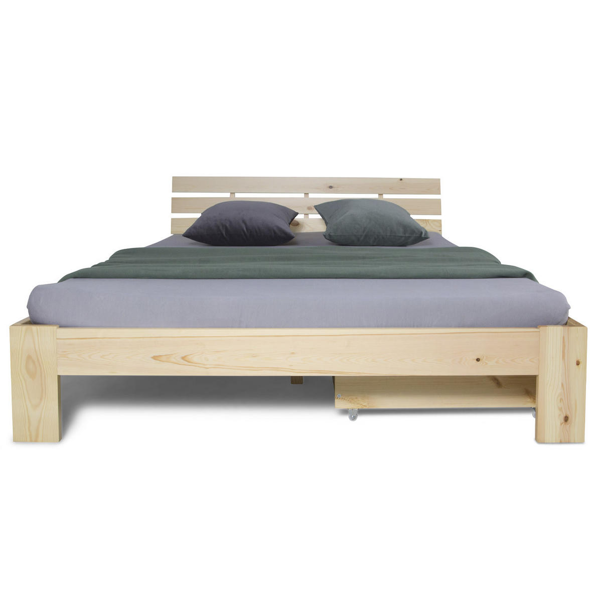 HOLZBETT mit Stauraum 140/200 cm natur - Braun, Holz (140/200cm) - Homestyle4u