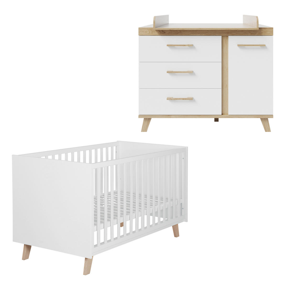 BABYZIMMER-SET Smile 2-teilig - Weiß, Holzwerkstoff (76/90.5/142cm) - Roba