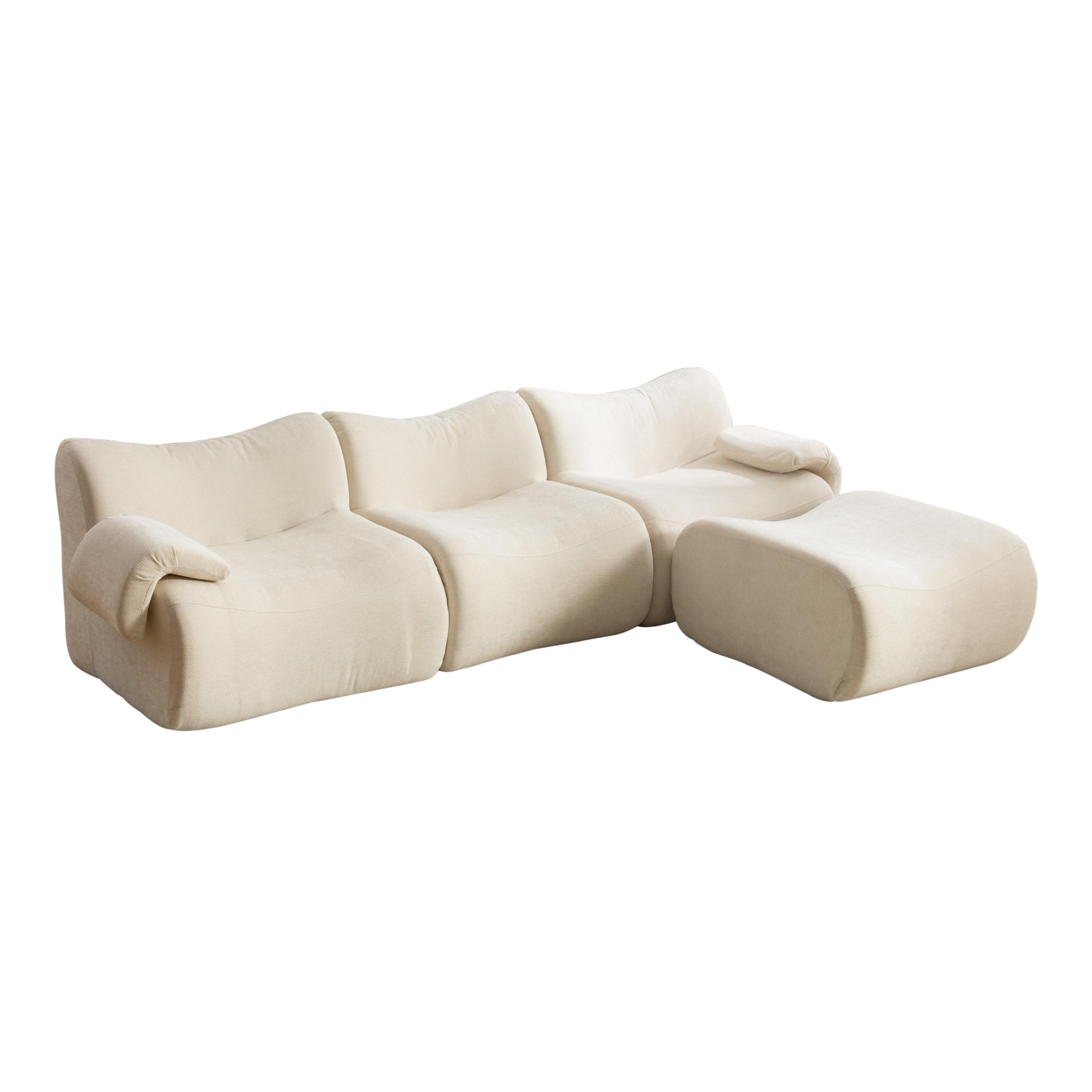 ECKSOFA Chenille Beige - Beige, Textil (284.5/181cm) - WISHDOR