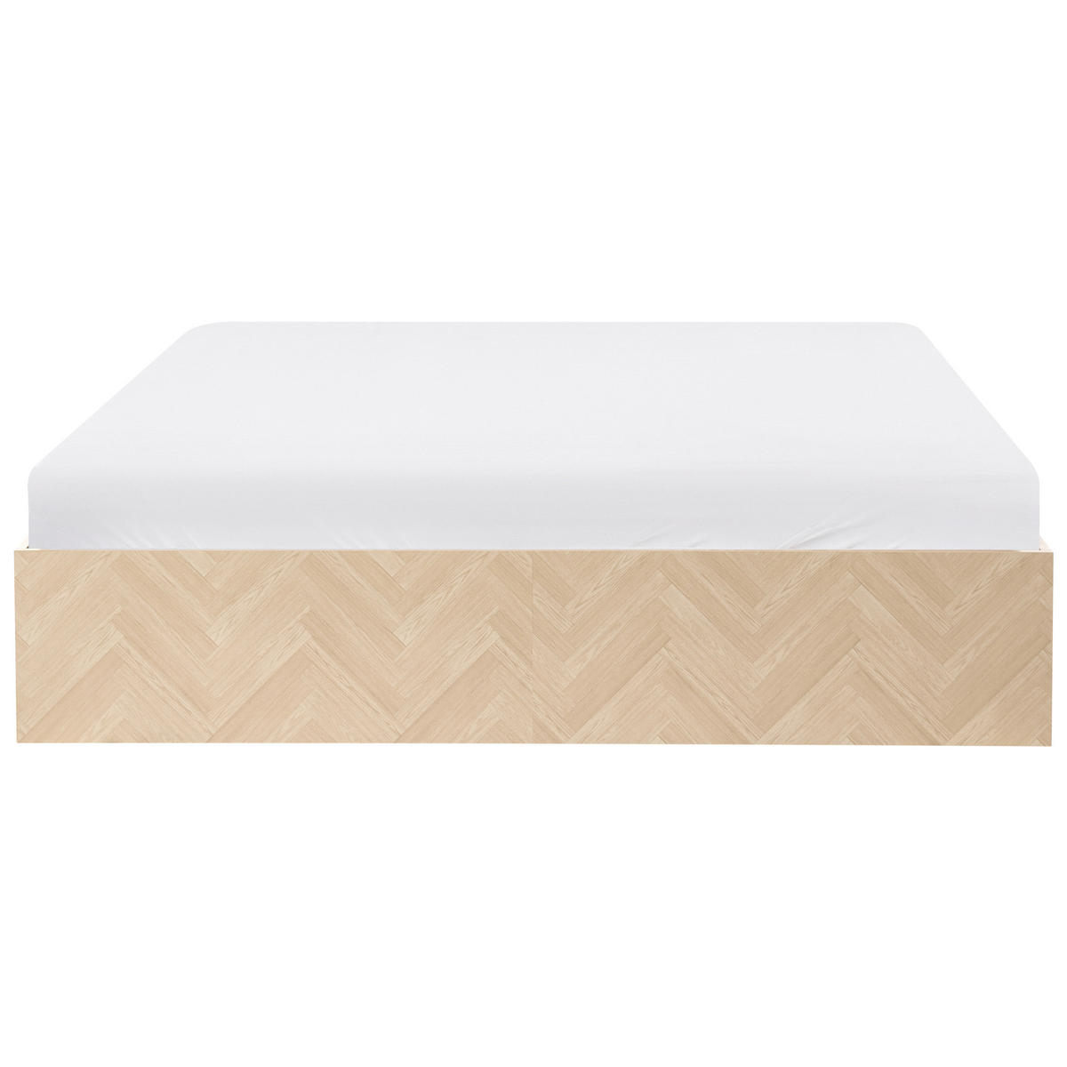 BETT mit Stauraum ohne Kopfteil 180/200 cm MDF-Platte Hellbraun Etel - Hellbraun, Holzwerkstoff (180/200cm) - Beliani
