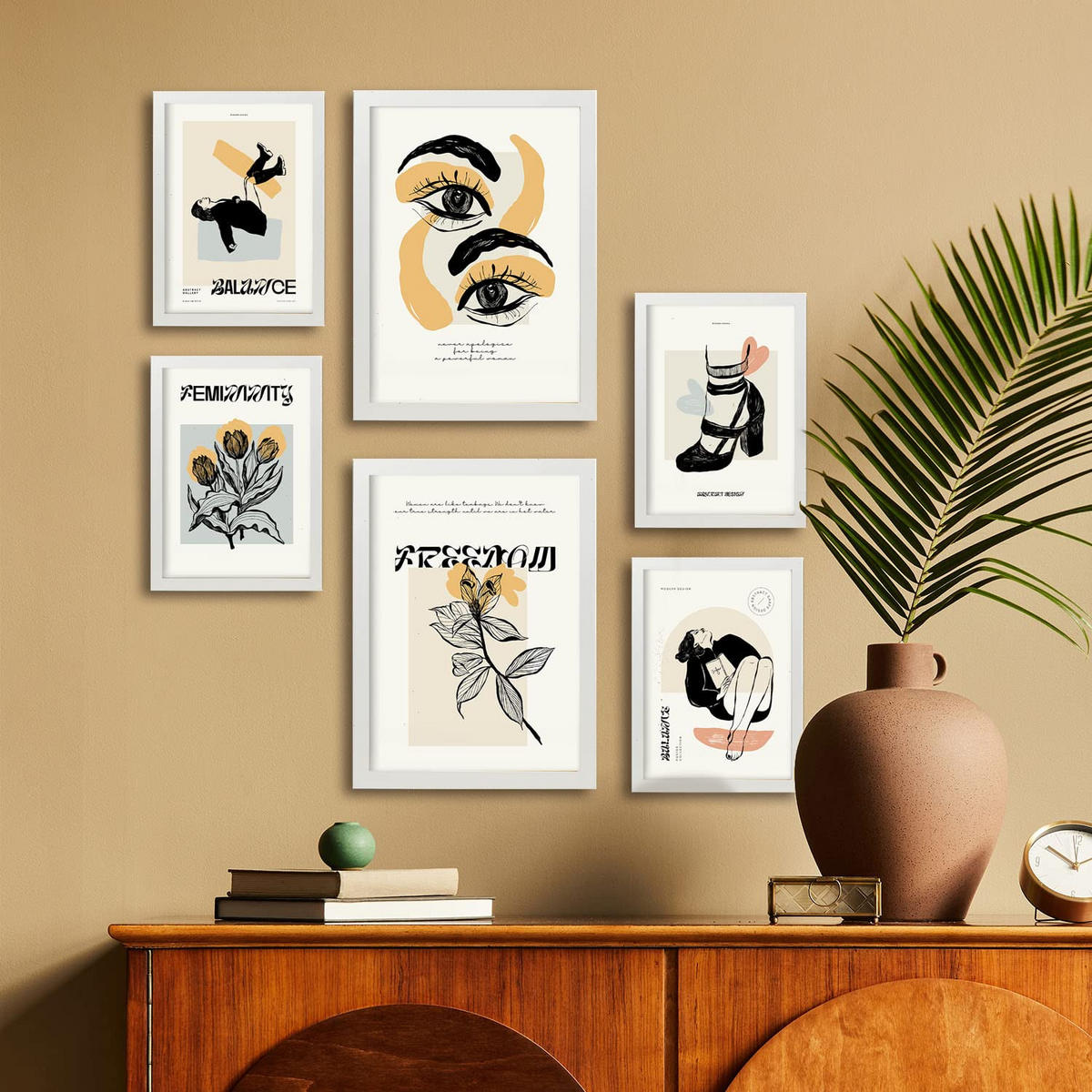 POSTER Set Mit 6 In Schwarzer Tinte Mächtig A3 & A4 Rahmenlos - Klar, Papier (29/3cm) - Nacnic