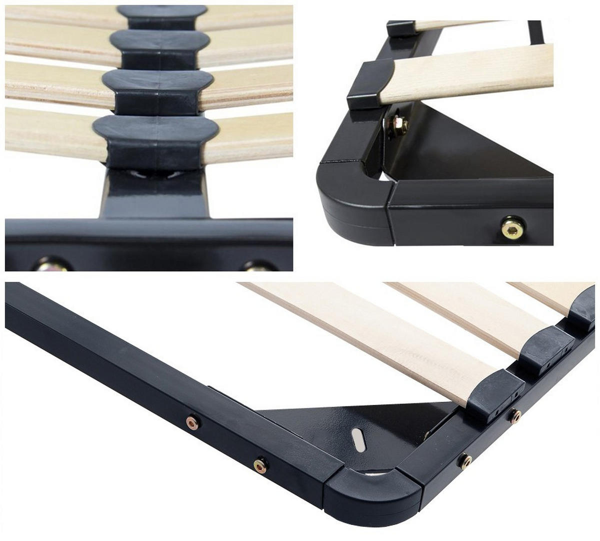 SOMIERĂ 160x200 Ramă din metal rabatabilă cu piston cu gaz - negru, compozit lemnos - RAUMHIRSCH FURNITURE