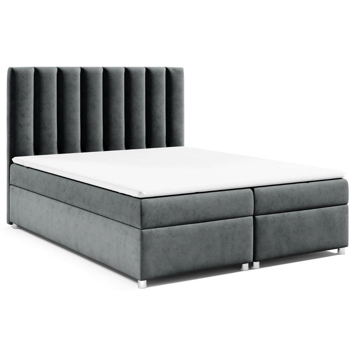 BOXBETT mit Bettkasten Trinity K-10 Bonellfederkern inkl. Topper - Graphitfarben, Holz/Holzwerkstoff (200/200cm) - Best For Home