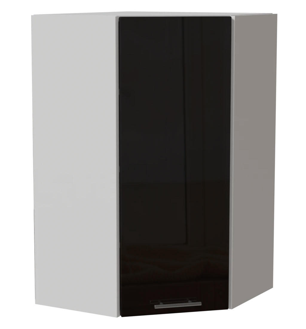 ECK-HÄNGESCHRANK Essen W4/10/60 Schwarz Hochglanz / Weiß Matt 60 / 60 / 96cm - Schwarz Hochglanz/Schwarz, Holz/Holzwerkstoff (60/96/60cm) - Feldmann-Wohnen