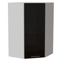 ECK-HÄNGESCHRANK Essen W4/10/60 Schwarz Hochglanz / Weiß Matt 60 / 60 / 96cm - Schwarz Hochglanz/Schwarz, Holz/Holzwerkstoff (60/96/60cm) - Feldmann-Wohnen