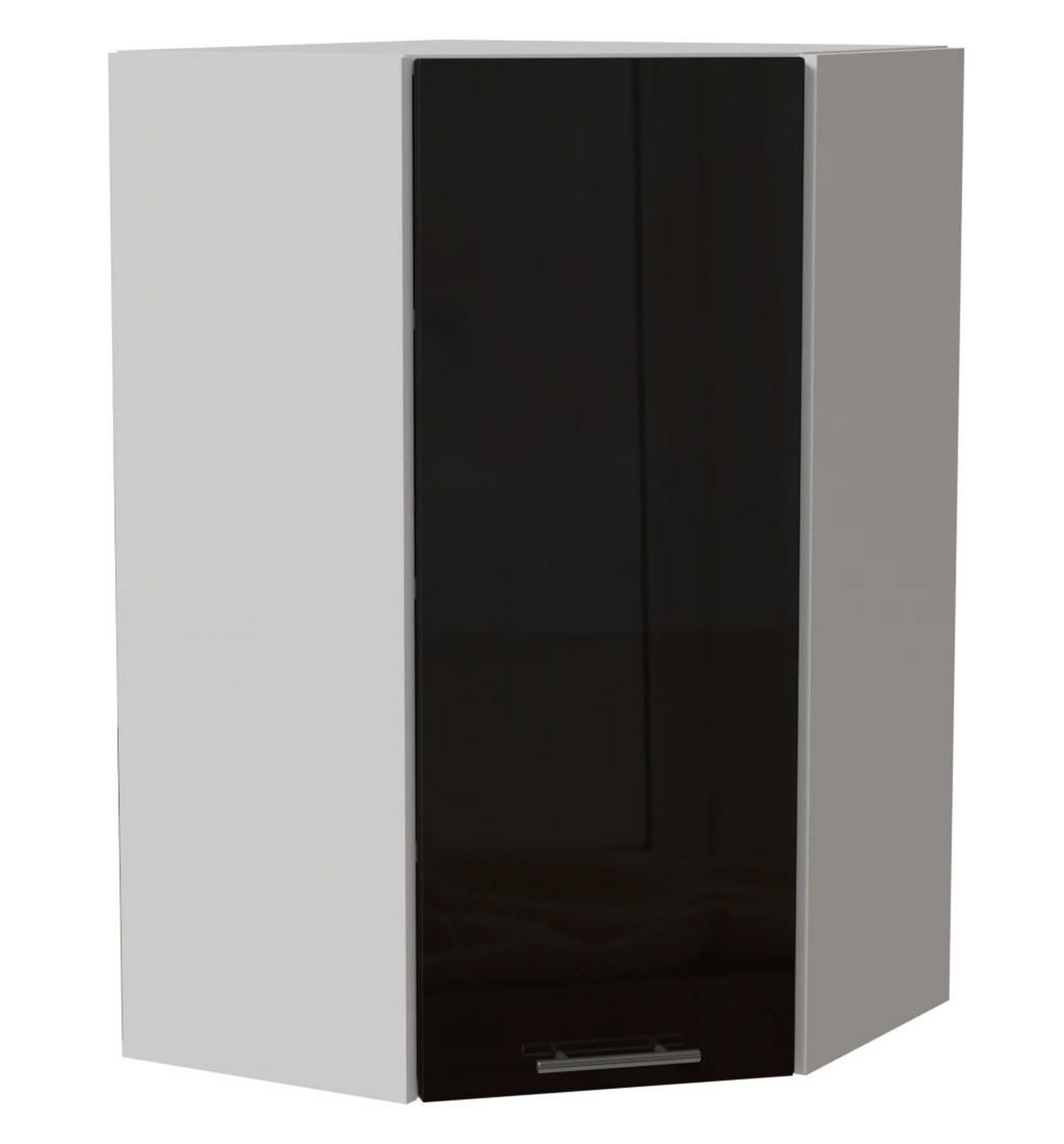 ECK-HÄNGESCHRANK Essen W4/10/60 Schwarz Hochglanz / Weiß Matt 60 / 60 / 96cm - Schwarz Hochglanz/Schwarz, Holz/Holzwerkstoff (60/96/60cm) - Feldmann-Wohnen