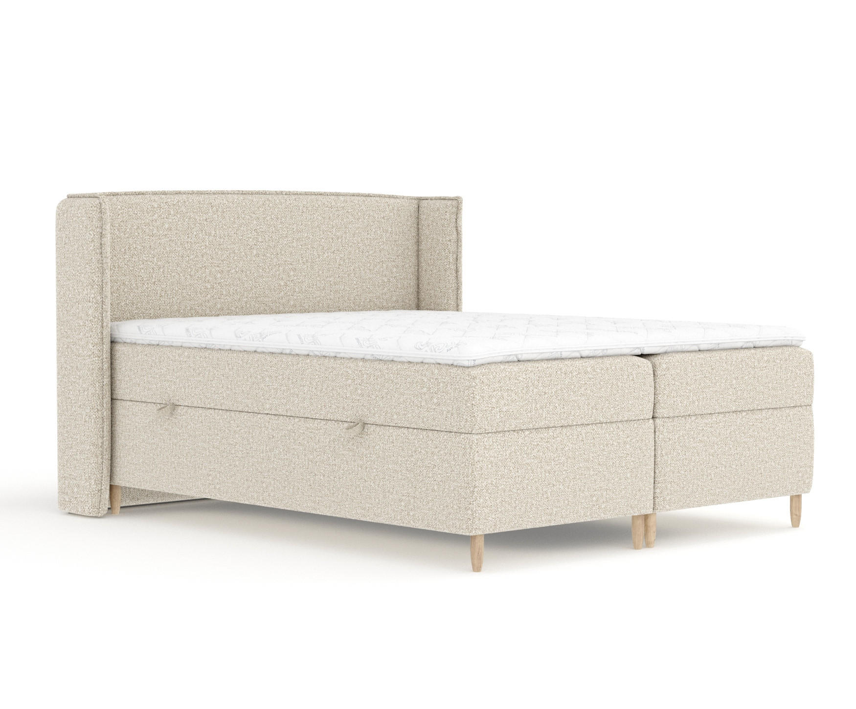 BOXSPRINGBETT Segni Beige 160/200 cm mit Matratze und Topper - Beige/Naturfarben, Holz/Holzwerkstoff (160/200cm) - Maison de Reve