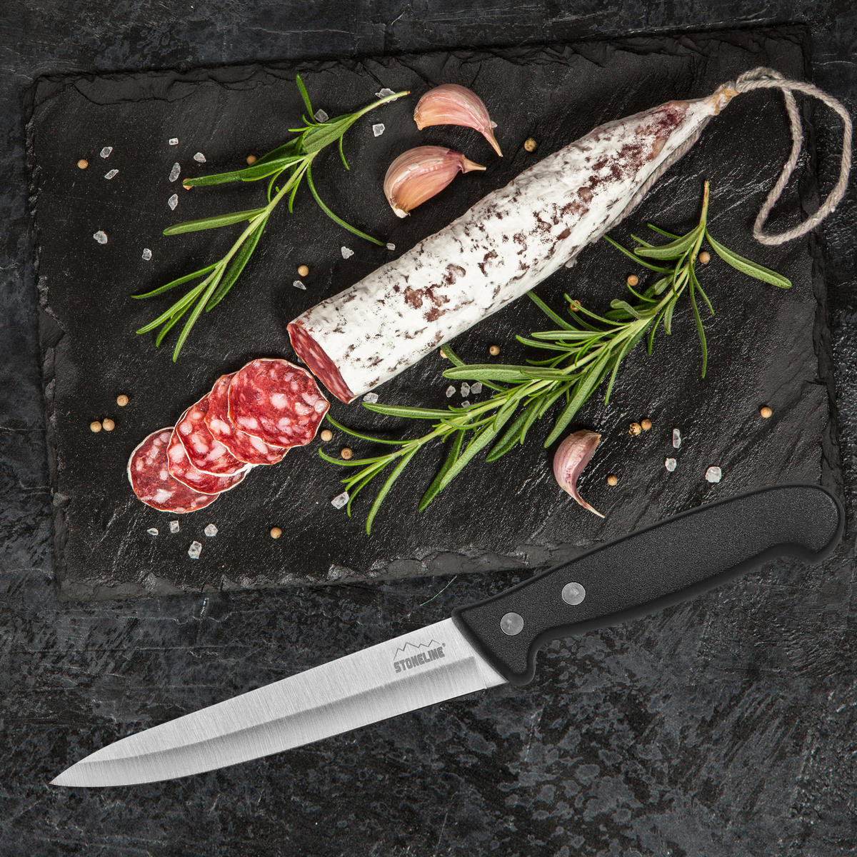 WURSTMESSER - Schwarz, Metall (22.7cm) - Stoneline