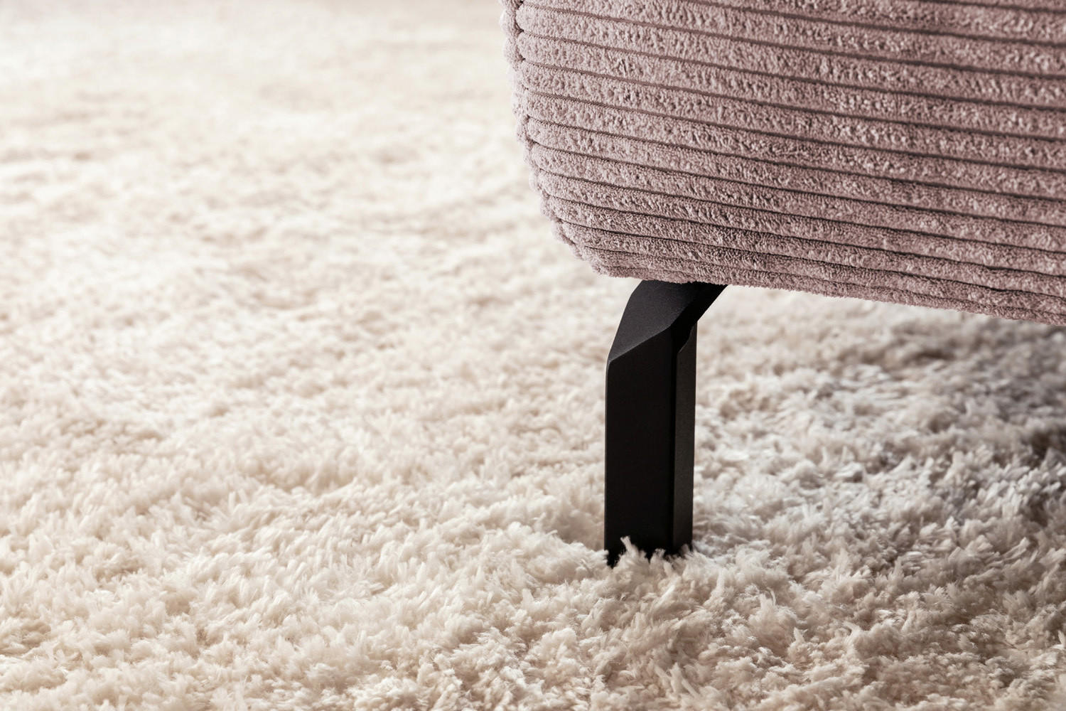 ECKSOFA DELIA Pink Cord - Pink/Schwarz, Textil/Metall (312/219cm) - KAWOLA