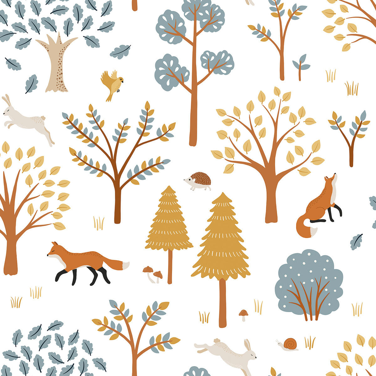 VLIESTAPETE Jöro, Wald und Fuchs 50 cm x 10m, Mehrfarbig - Multicolor, Papier (50/1000cm) - Lilipinso