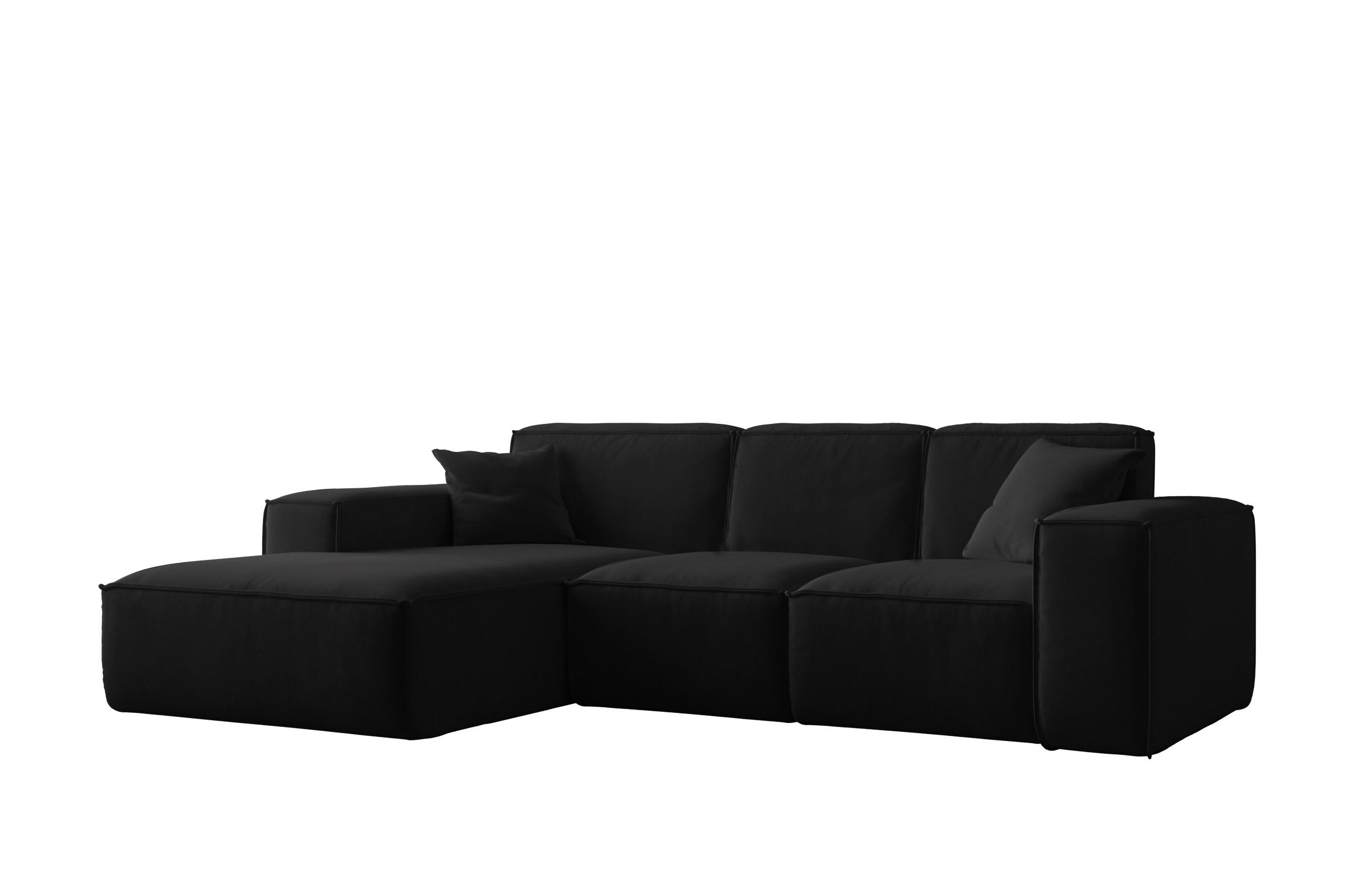 ECKSOFA, Sofa L form, Couch L form Siena L stoff Salvador Schwarz Links - Schwarz, Holz (165/266cm) - Kaiser Möbel