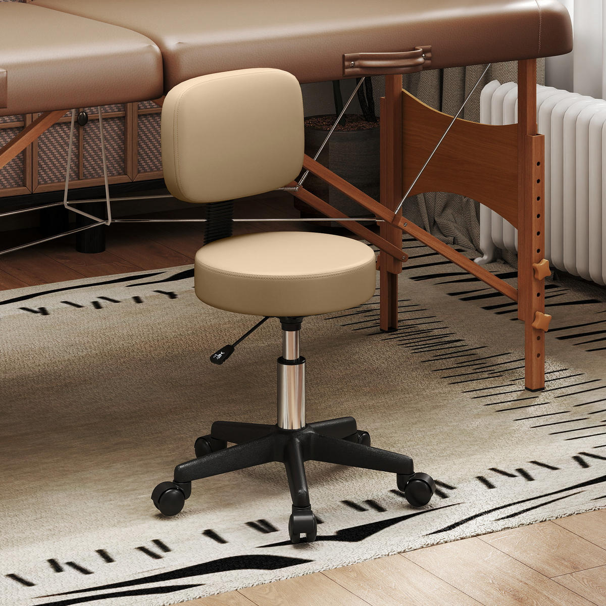 SALONHOCKER Kunstleder, Schaumstoff Braun - Hellbraun, Textil (35/84/35cm) - HOMCOM