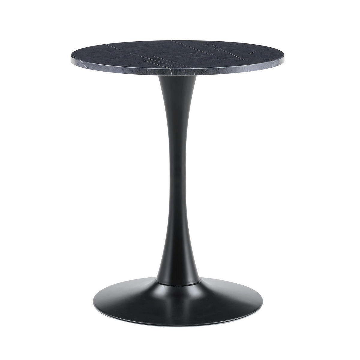 BEISTELLTISCH 60/60/72 cm in runder Form mit thermoformierter Tischplatte und Metallgestell, Schwarz - Schwarz, Holzwerkstoff (60/60/72cm) - Redom