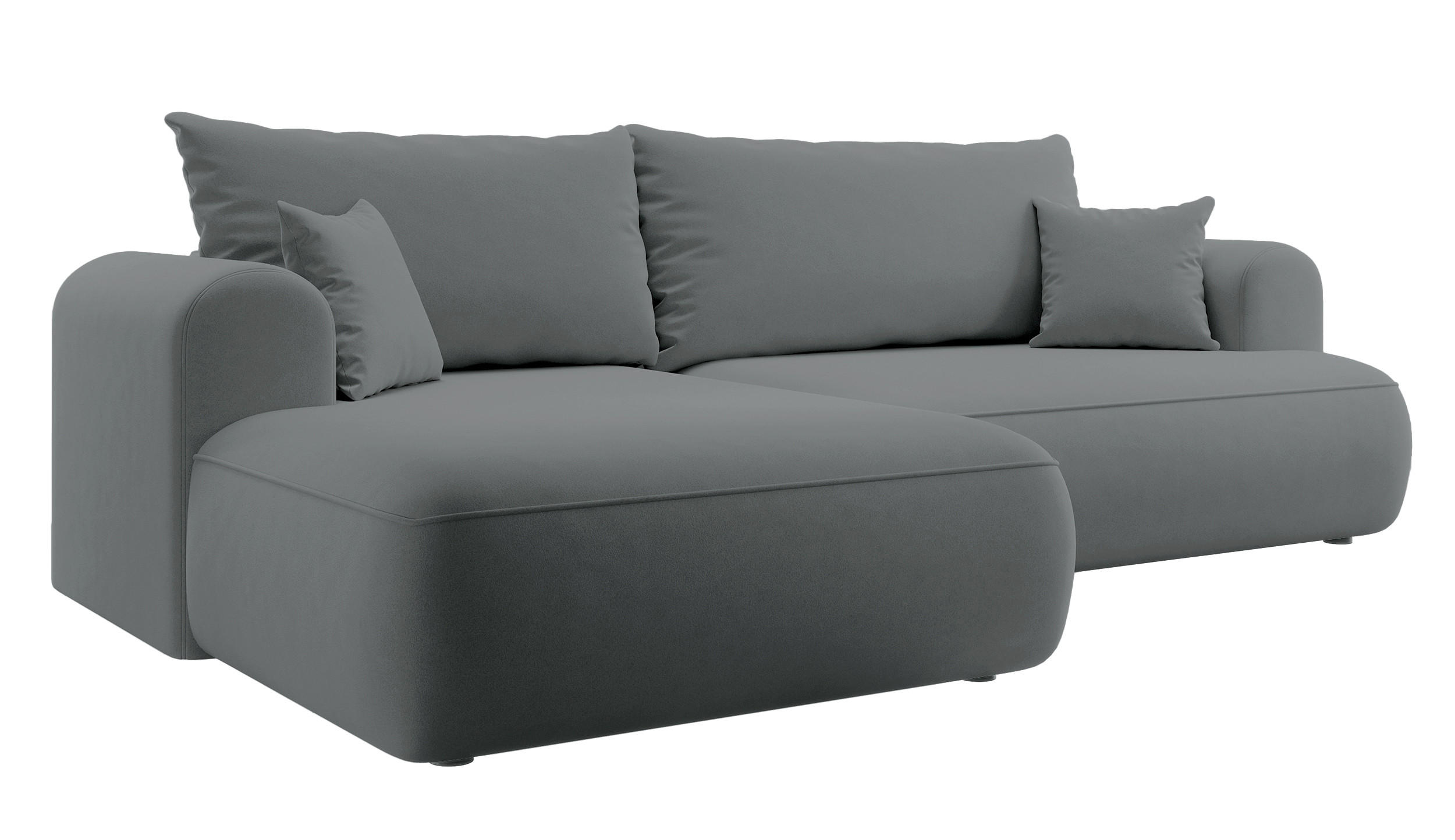 ECKSOFA Ovo Dunkelgrau Velours - Dunkelgrau/Schwarz, Kunststoff/Textil (260/165cm) - Selsey