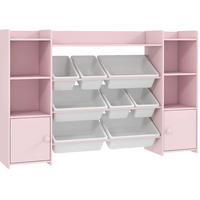 KINDERREGAL 140/30/90 cm rosa aus MDF und Metall mit Boxen - Pink, Holz (140/90/30cm) - OKWISH