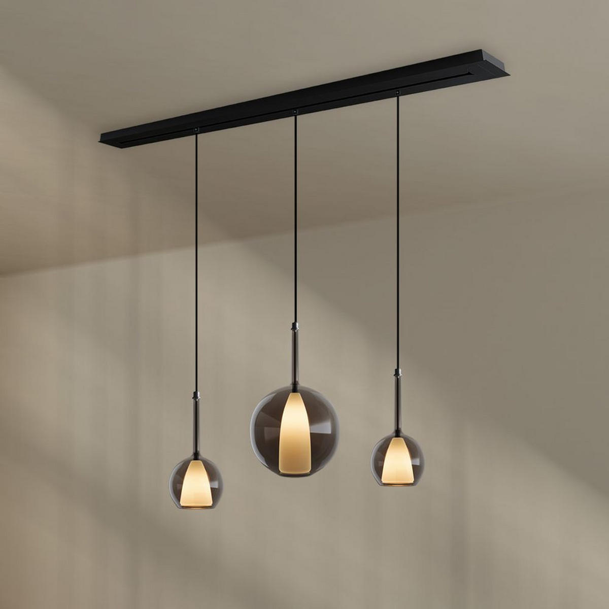 HÄNGELEUCHTE Belluna Rauch Ø 14/24cm - Grau, Glas (14/14/35cm) - s.luce