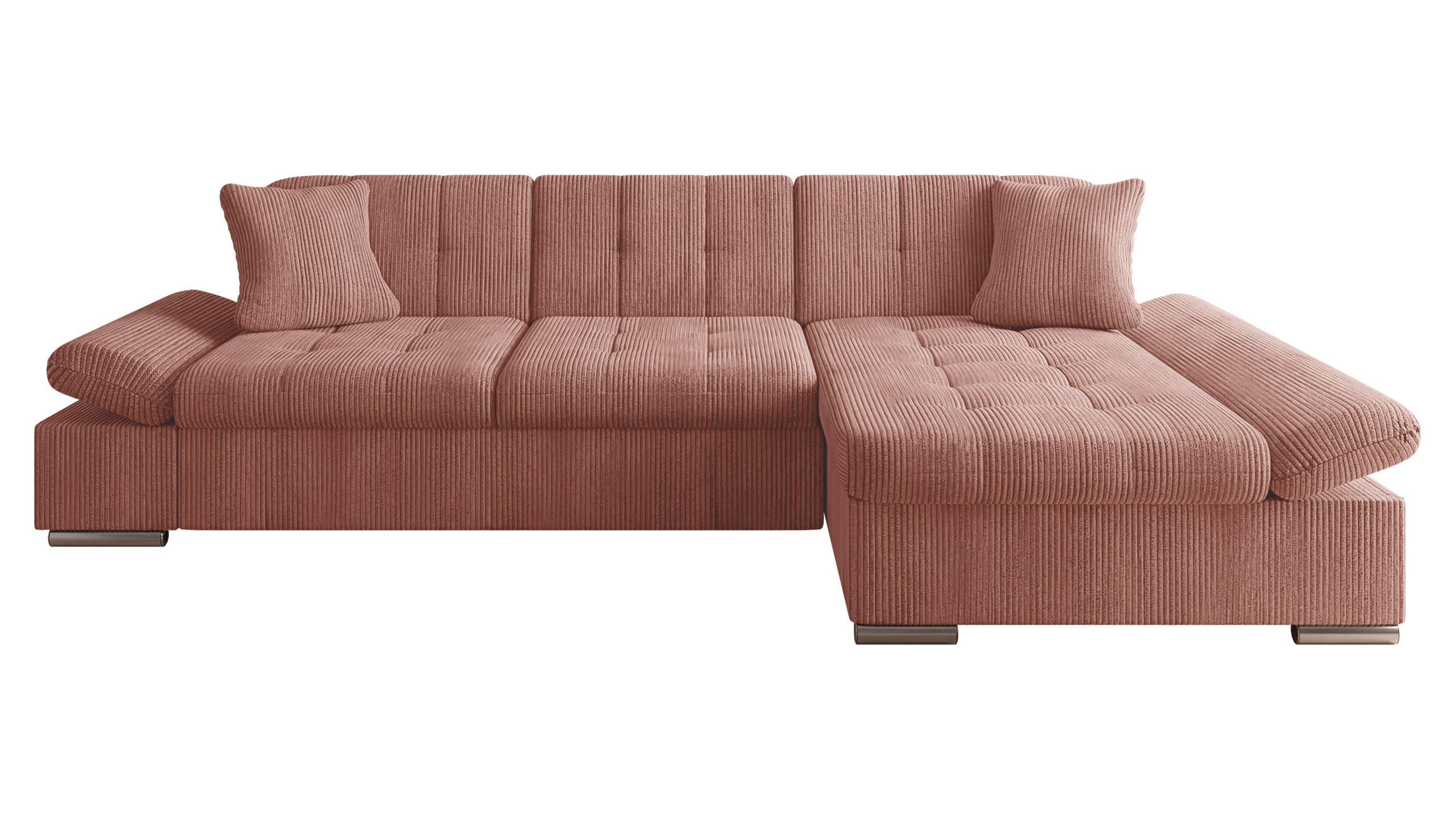 ECKSOFA Malwi Cord, Seite: Rechts - Dunkelrosa, Holz/Textil (278/161cm) - MIRJAN24