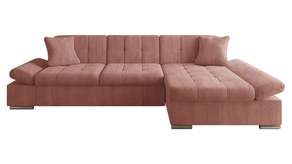 ECKSOFA Malwi Cord, Seite: Rechts - Dunkelrosa, Holz/Textil (278/161cm) - MIRJAN24