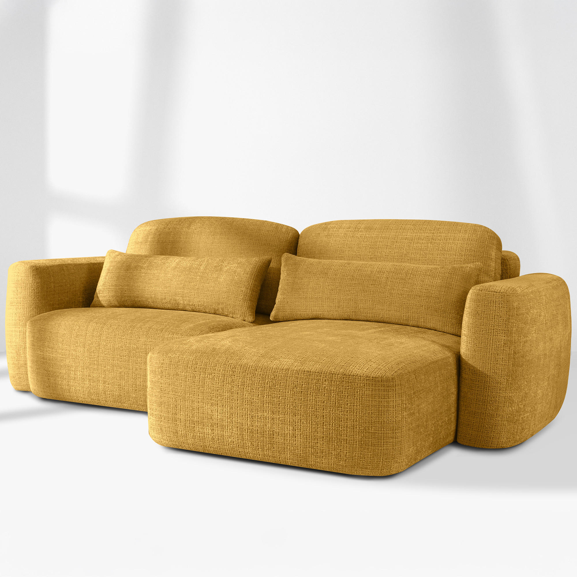 Thumbnail - Konsimo® Ecksofa, Gelb, Holz, Textil, 3-Sitzer, 245x165 cm, Wohnzimmer, Sofas & Couches, Wohnlandschaften, Ecksofas