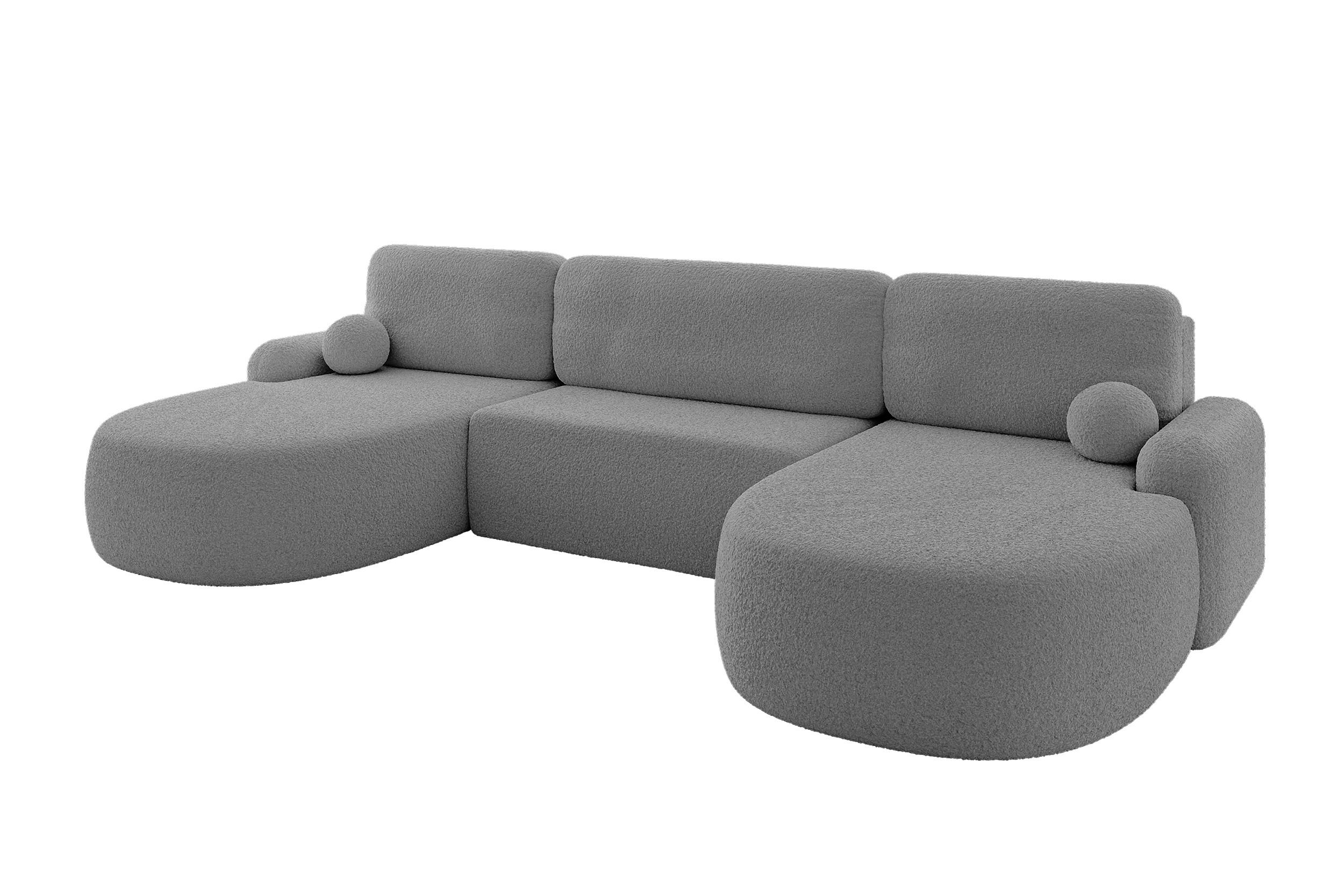 WOHNLANDSCHAFT mit Schlaffunktion und Bettkasten LIRA-U - 335x172x89 Grau - Grau, Holzwerkstoff/Textil (335/89/172cm) - ALTDECOR