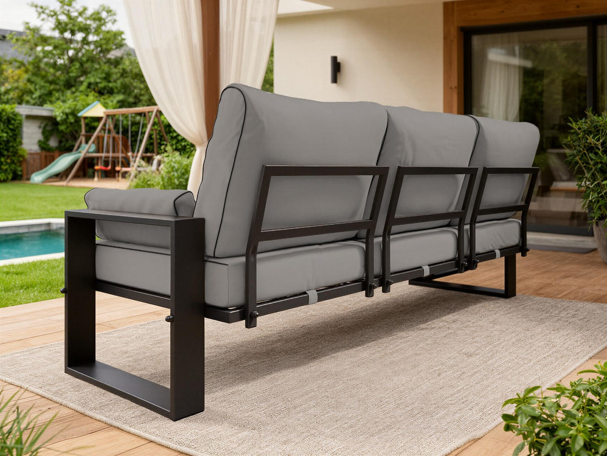 GARTENMÖBEL-SET ELBA: 1x Tisch, 1x Sofa, 2x Sessel - Grau - Grau, Textil - MKS