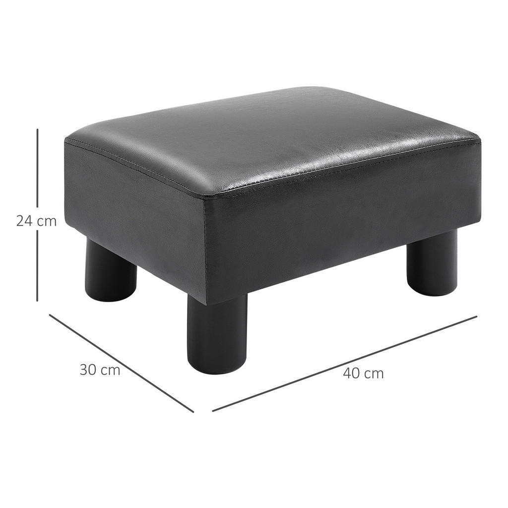 Thumbnail - Homcom Fusshocker,, Schwarz, Leder, 30x24x40 cm, Wohnzimmer, Hocker, Sitzhocker