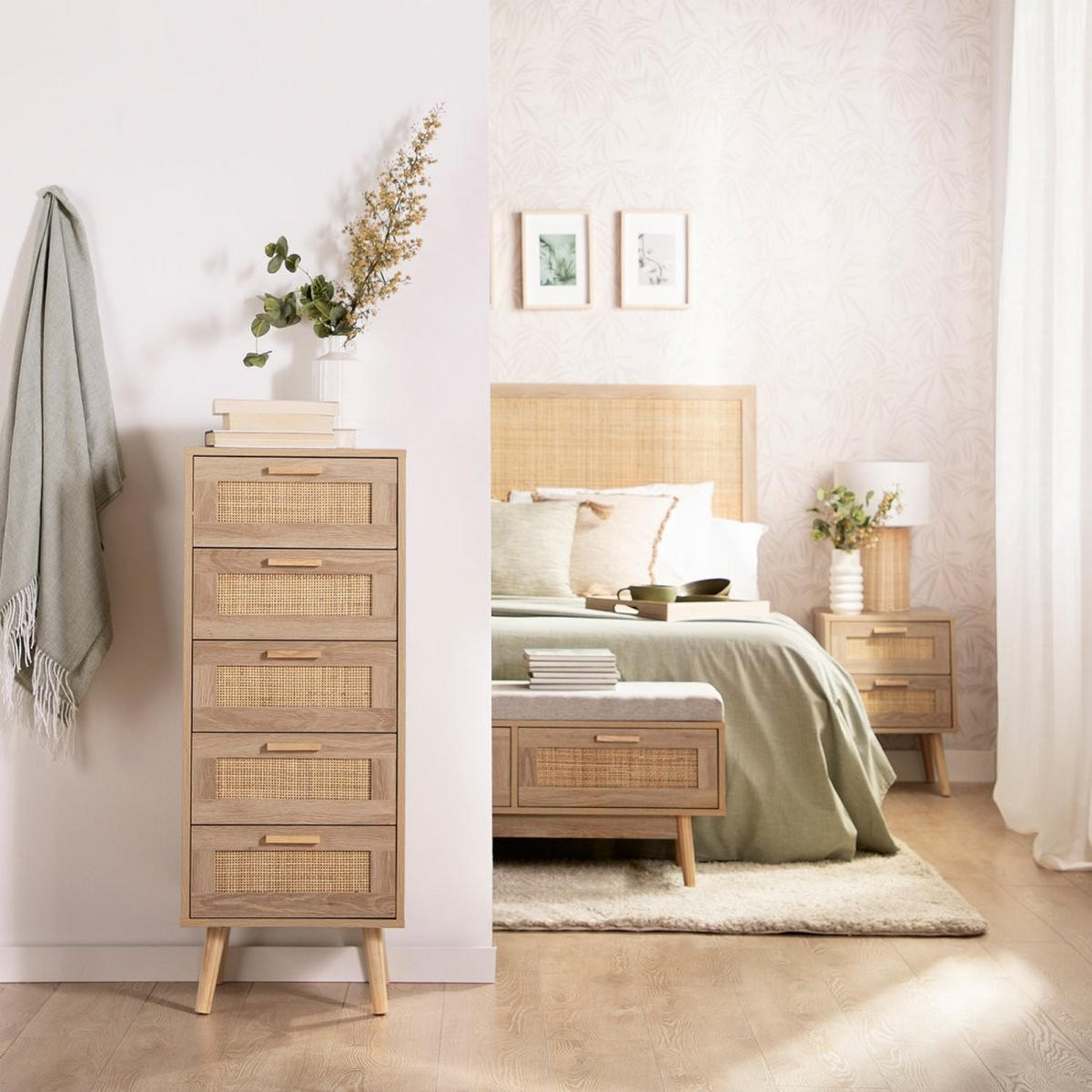 KOMMODE SCHMAL Tahiti Natürlich 42 cm x 107 cm - Naturfarben, Naturmaterialien (42/107/37cm)