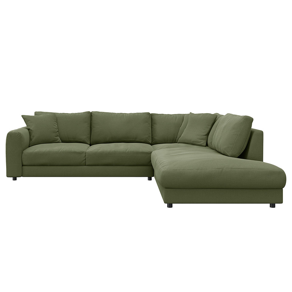 ECKSOFA mit Ottomane - Schwarz/Grün, Holz/Kunststoff (267/254cm) - home24