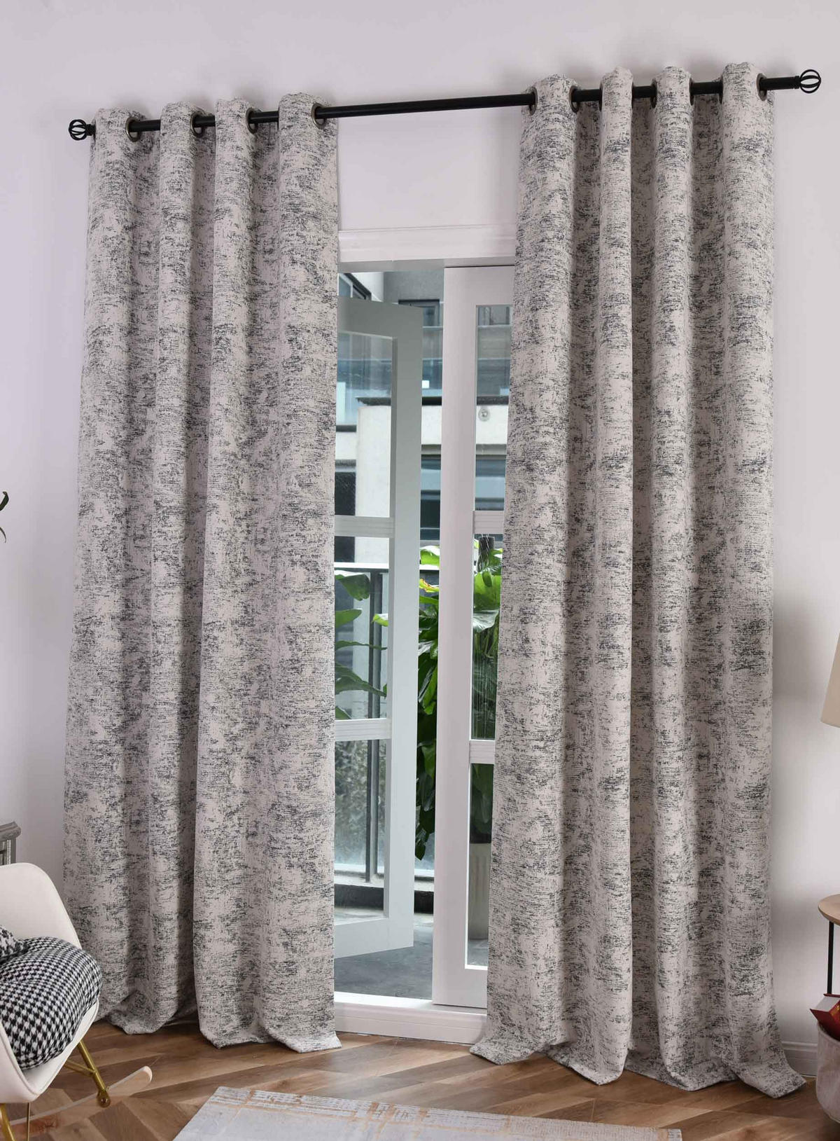 VORHANG 2ER SET VENEDIG HxB 245x140 cm Creme Schwarz - Creme, Textil (140/245cm) - Gardinenbox