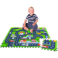 SPIELMATTE STRASSE- 120/90 cm Puzzlematte Grün - Multicolor, Kunststoff (30/30cm) - Littletom