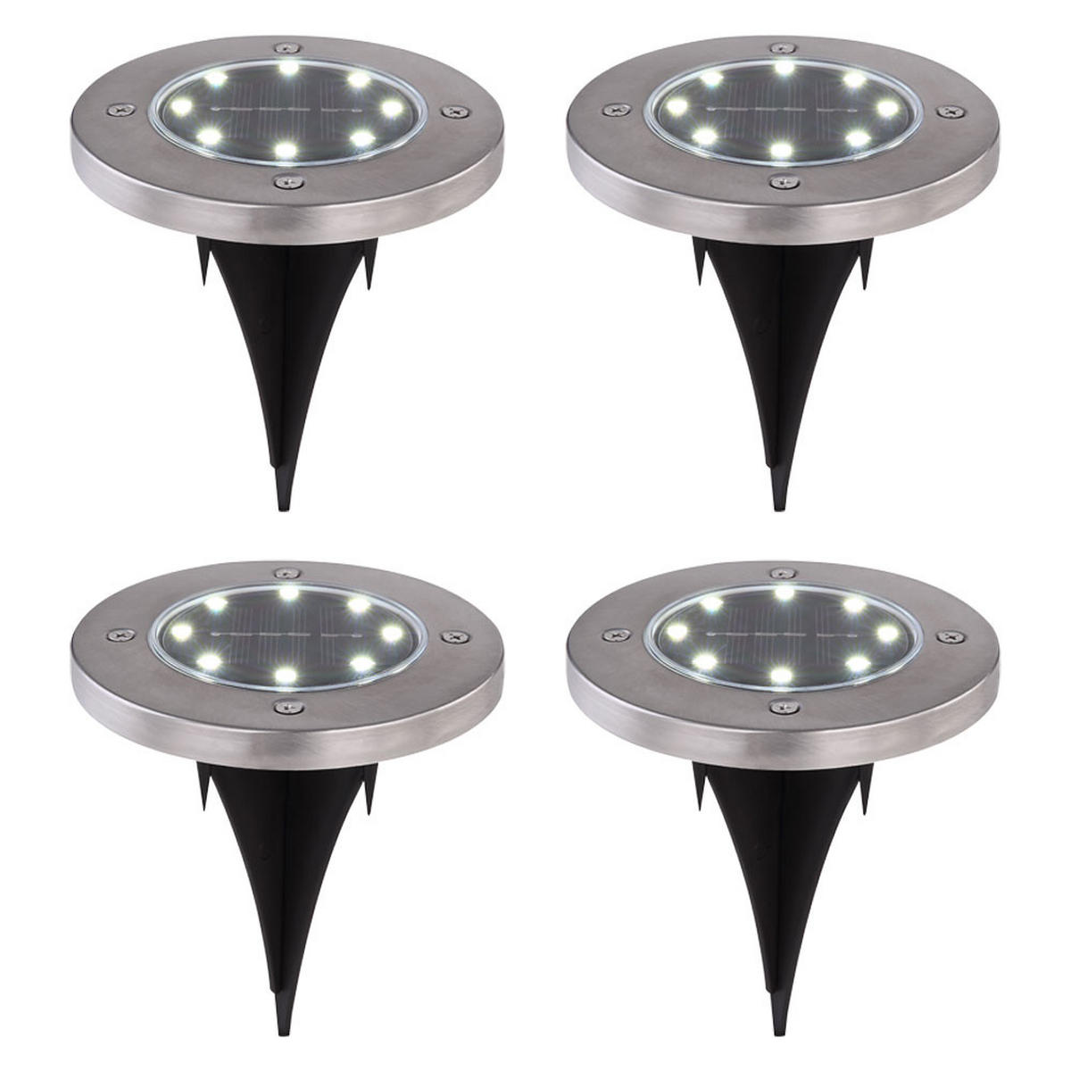 LED AUSSENLEUCHTE Edelstahl Silber 4er Set - Silberfarben, Metall (13/13/11.8cm) - Globo Lighting