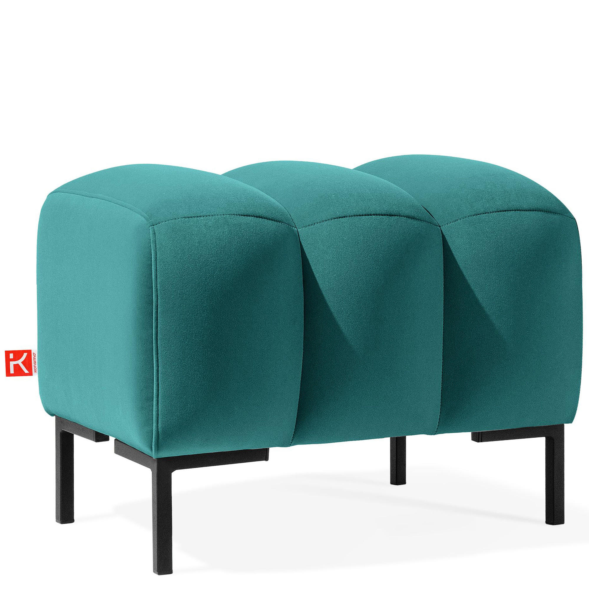 SITZHOCKER Polsterhocker PECCO, Veloursstoff - Blau/Schwarz, Holz/Textil (60/50/50cm) - KONSIMO®