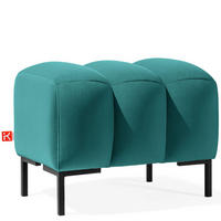 SITZHOCKER Polsterhocker PECCO, Veloursstoff - Blau/Schwarz, Holz/Textil (60/50/50cm) - KONSIMO®
