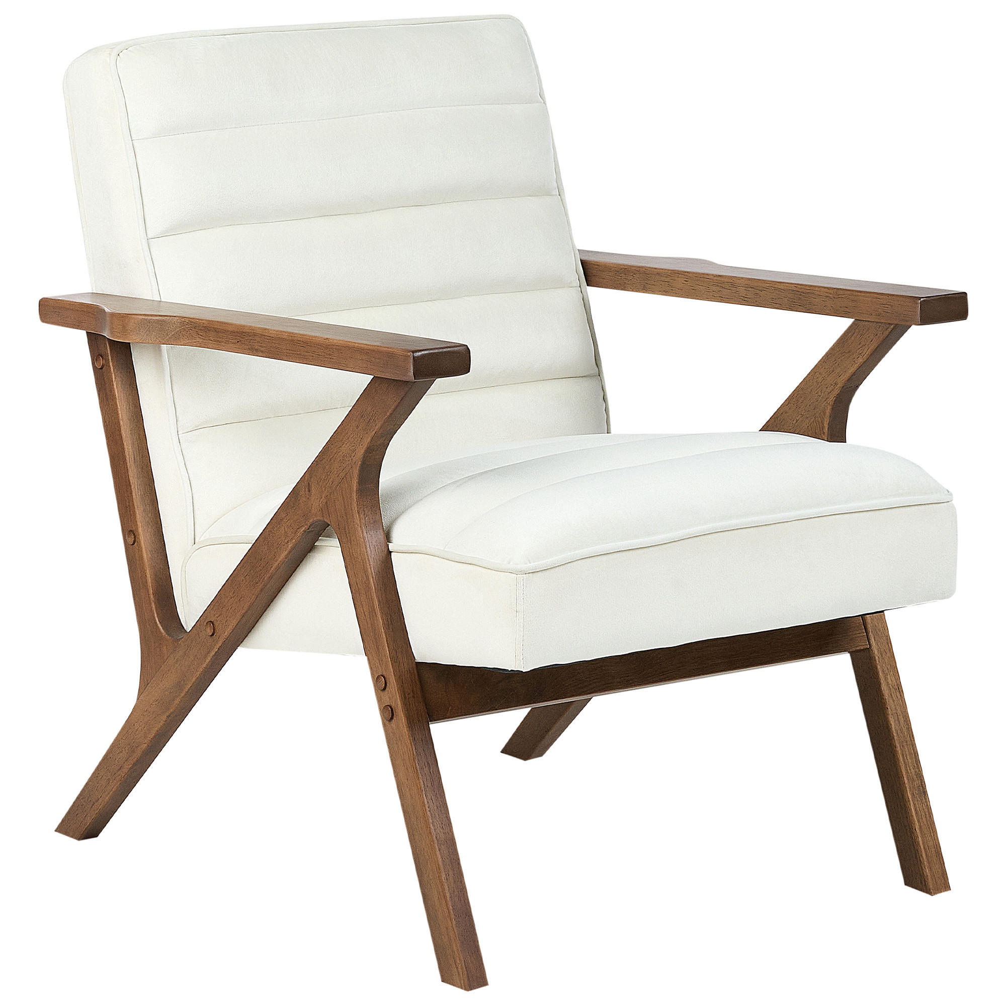 SESSEL Cremeweiß Kisa - Dunkelbraun/Weiß, Textil (74/84/80cm) - Beliani