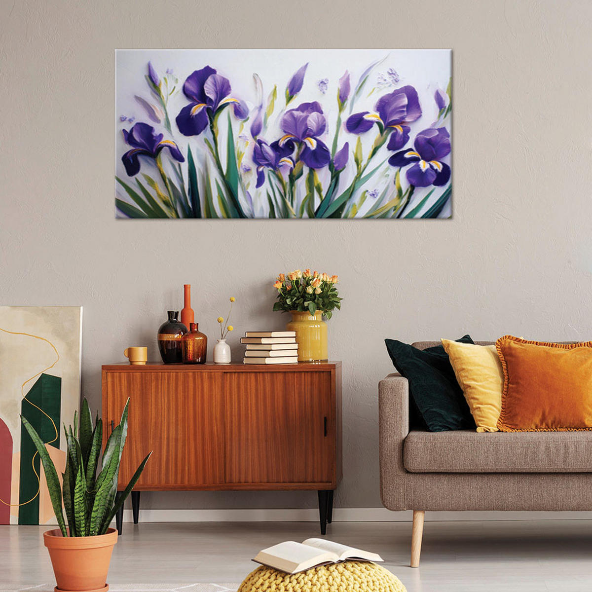 LEINWANDBILD Lila Irisblüten 100x50cm - Lila, Textil (100/50cm) - Feeby