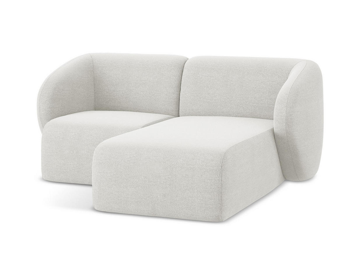 ECKSOFA Rechts Bouclé Stoff Weiß - Schwarz/Weiß, Holzwerkstoff/Kunststoff (178/166cm) - Makamii
