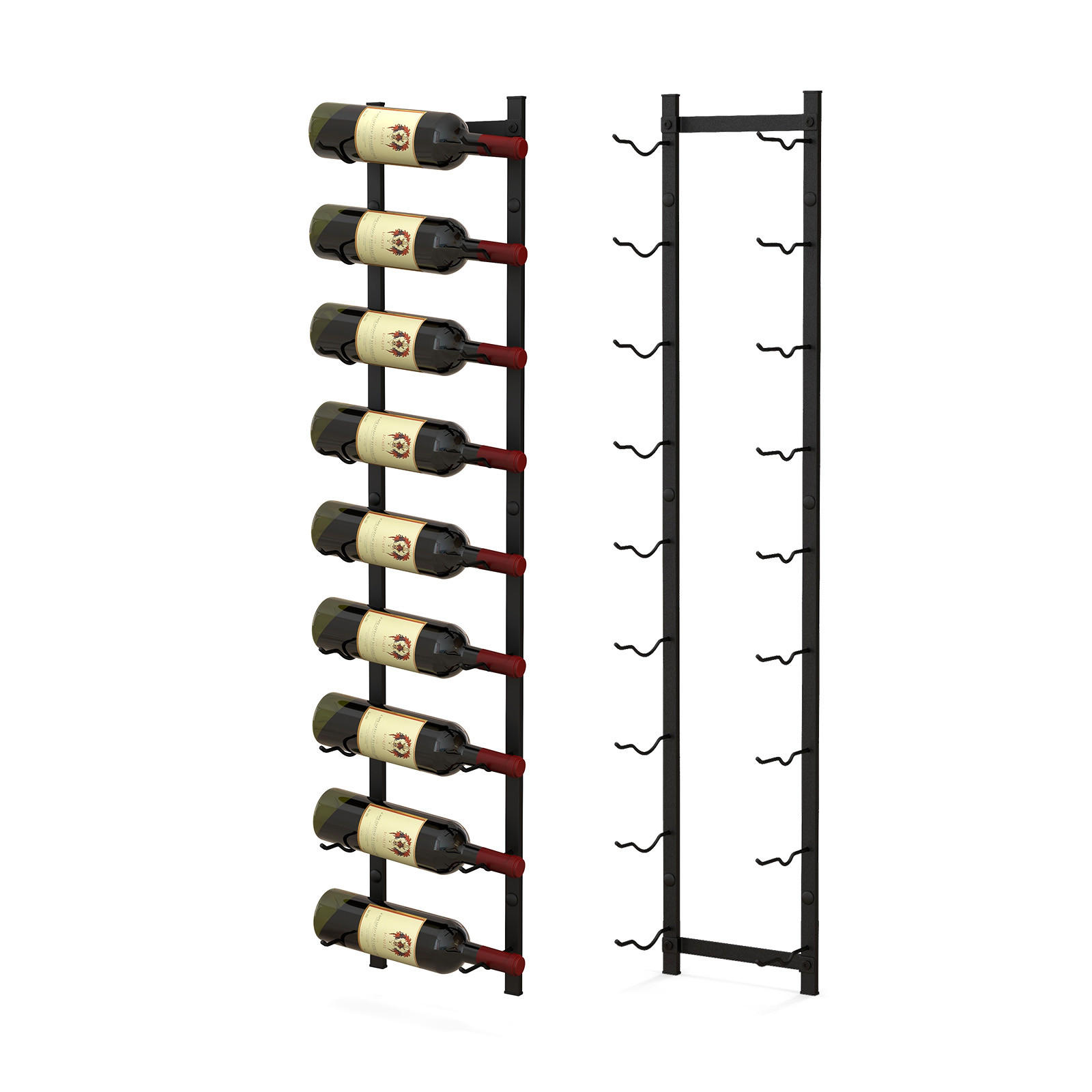 WEINREGAL Schwarz - Schwarz, Metall (22/109/14cm) - COSTWAY