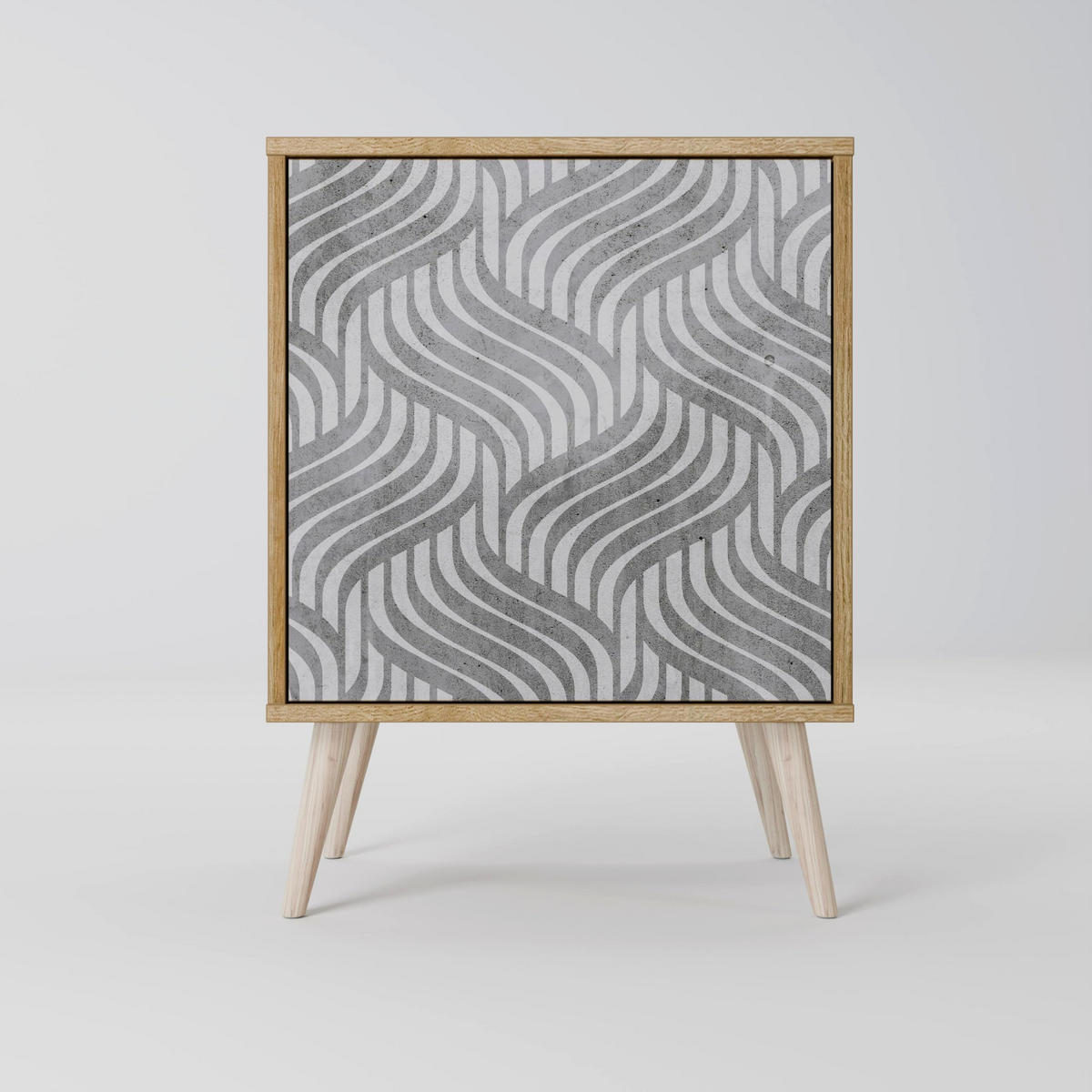 SIDEBOARD CONCRETE MOVEMENT, Grau, 57,5x42x70,5 cm, Schwarze Metall-Sternfüße - Multicolor/Schwarz, Holzwerkstoff/Metall (57.5/70.5/42cm) - SpaceRebels