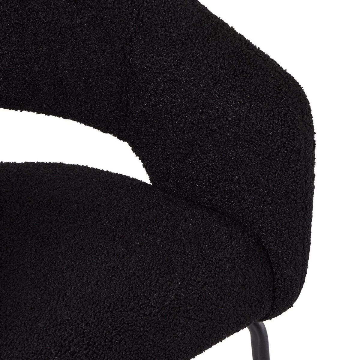 ARMLEHNSTUHL-SET 2 Stück in Teddystoff - Schwarz, Textil/Metall (57/81/56cm) - Furnhouse