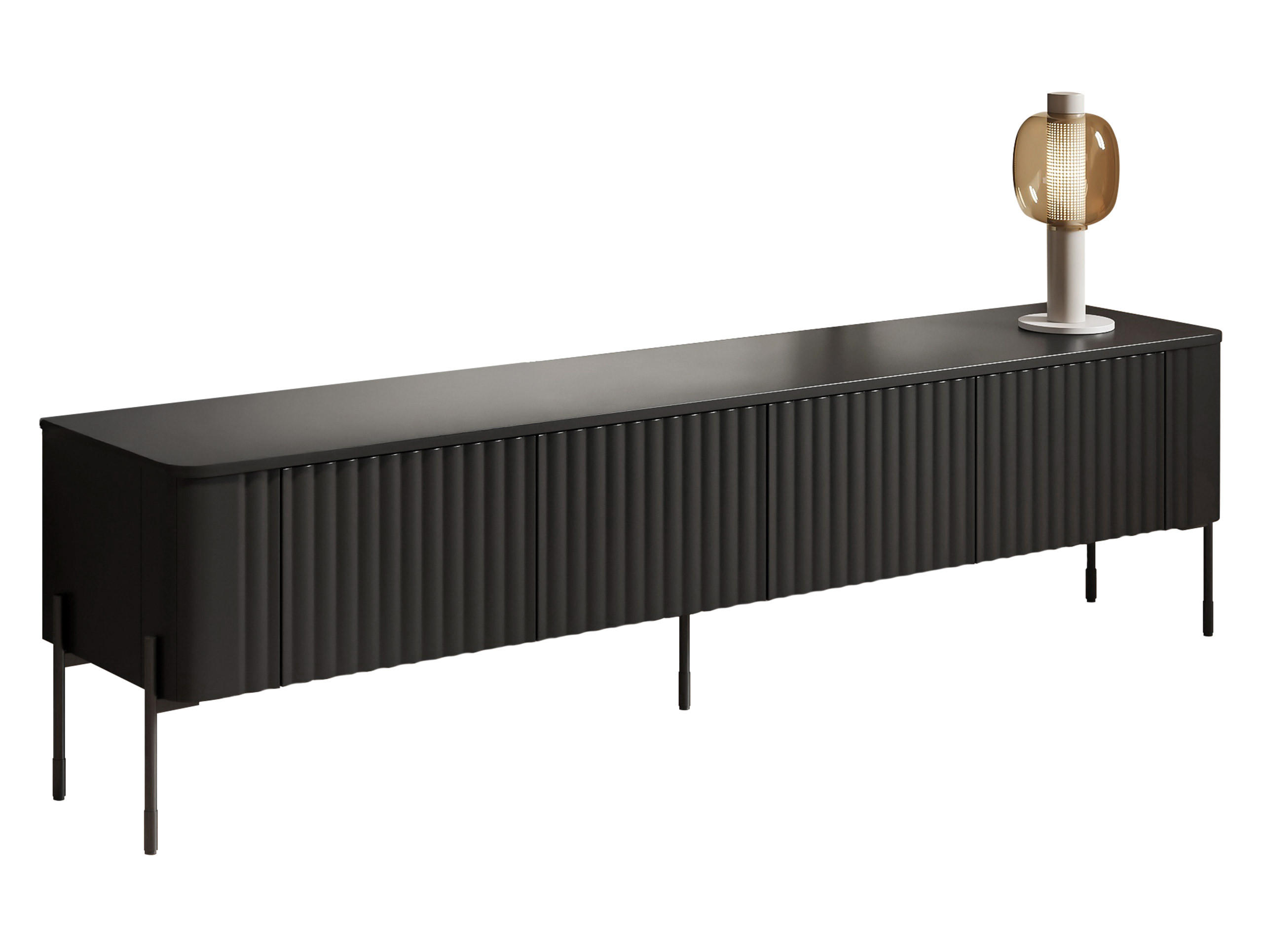 TV-LOWBOARD Vera 190 - Schwarz, Holzwerkstoff/Metall (190/50/40cm) - MIRJAN24