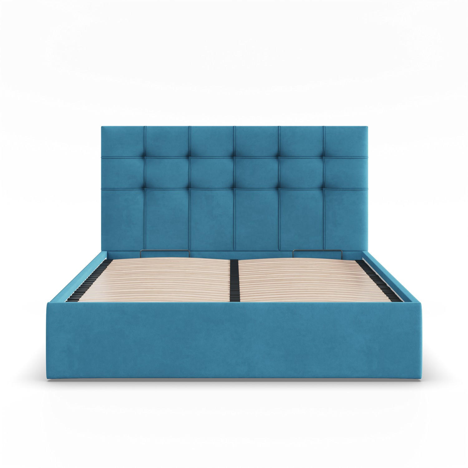 POLSTERBETT MIT KOPFTEIL 160x200 mit Bettkasten SORIA, Blau - Blau, Textil (160/200cm) - Mebligo