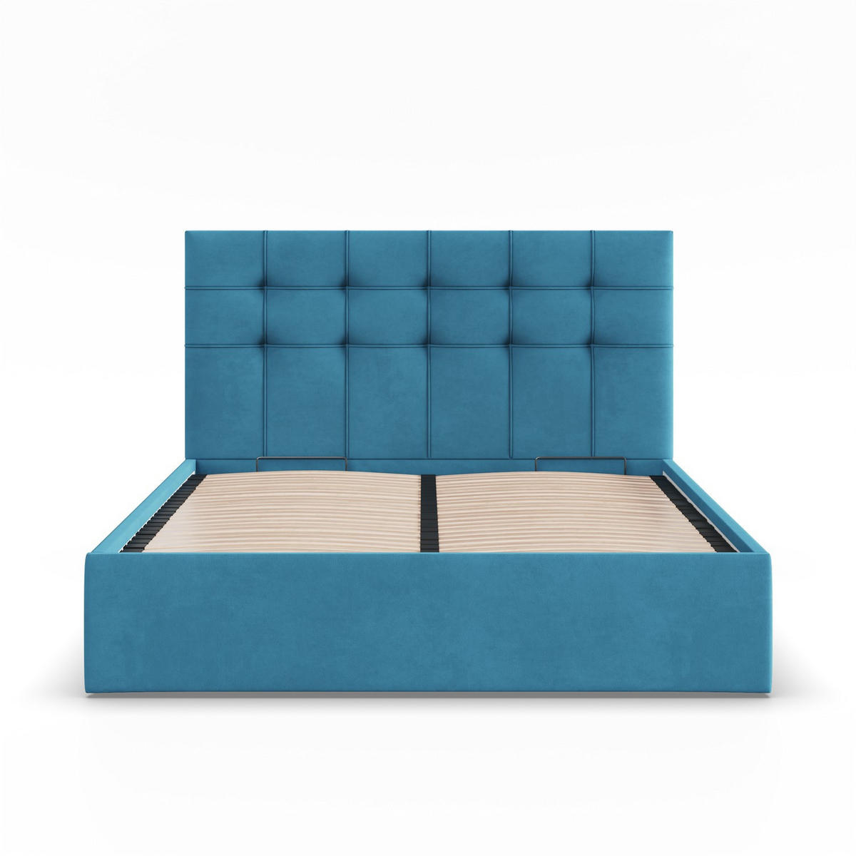 POLSTERBETT MIT KOPFTEIL 140x200 mit Bettkasten SORIA, Blau - Blau, Textil (140/200cm) - Mebligo
