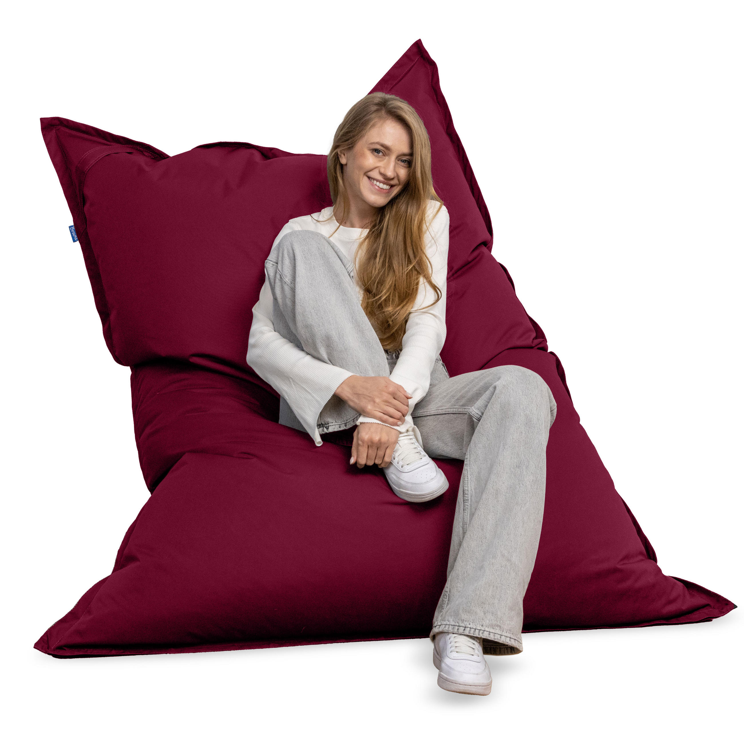 SITZSACK XXL Caree bordeaux, 140x180cm groß für Outdoor - Bordeaux, Textil (180/140/30cm) - Bruni