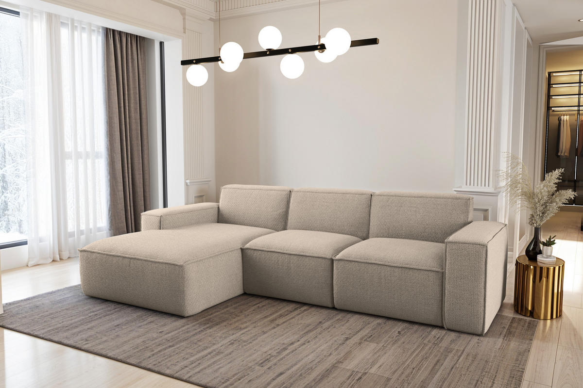 ECKSOFA L-Form Siena Stoff Artico Beige Links - Beige, Holz (165/266cm) - Kaiser Möbel