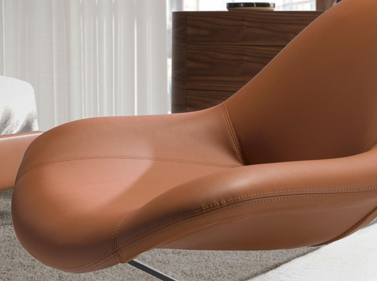 DREHSESSEL aus braunem Kunstleder 86/83/79 cm - Schwarz/Braun, Leder (86/79/83cm) - ANGEL CERDA