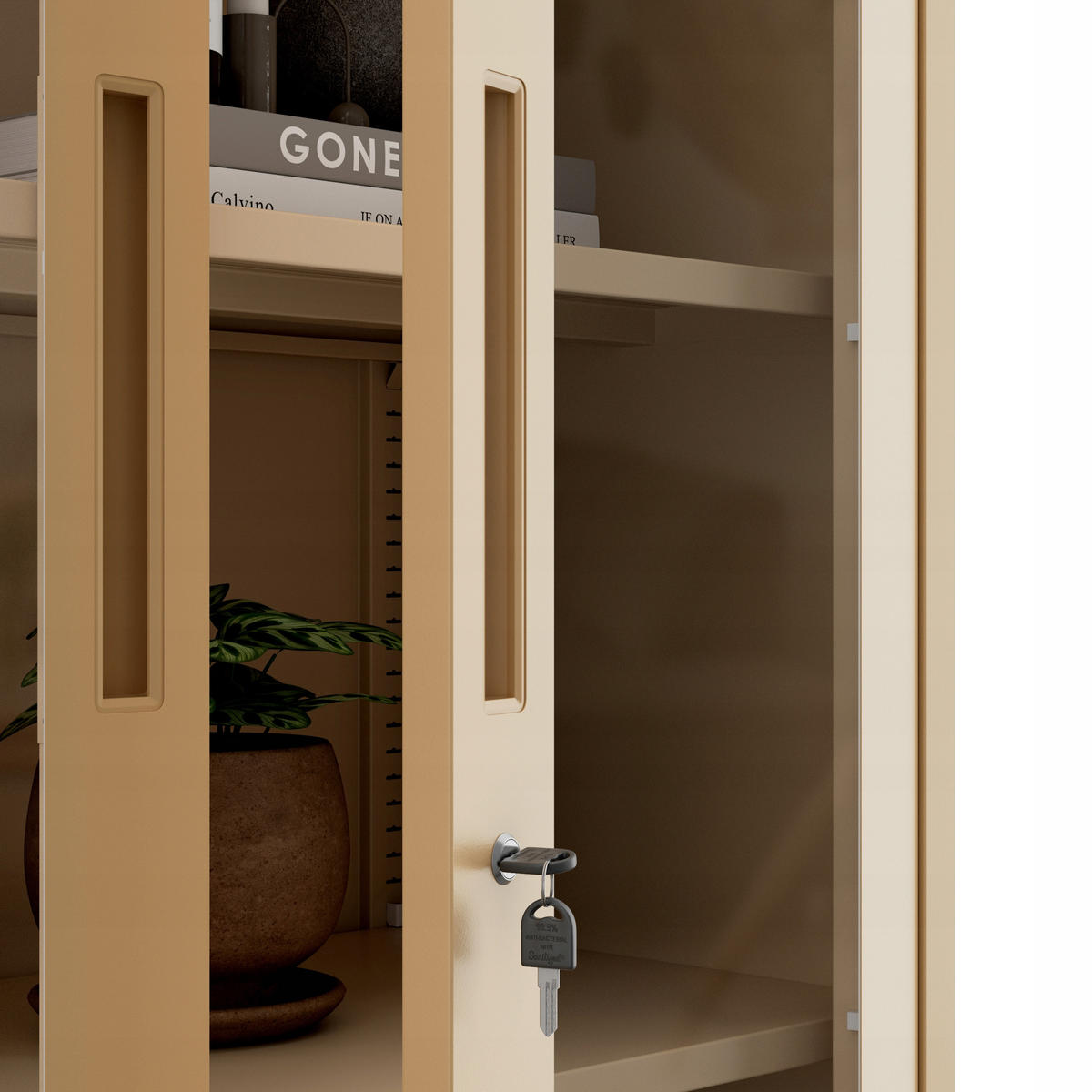 VITRINENSCHRANK Amelia - Beige, Metall (90/185/40cm) - Jan Nowak