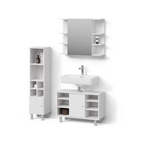 BADMÖBEL-SET Fucino Weiß 3 Teile, mit Midischrank Tür klein - Weiß, Holzwerkstoff (80/54/32cm) - Livinity®